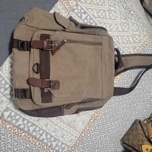 Tan Canvas Backpack/purse